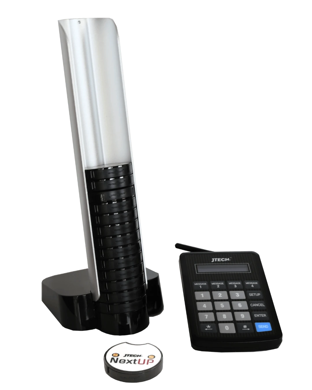 NextUp paging system with charging tower and transmitter