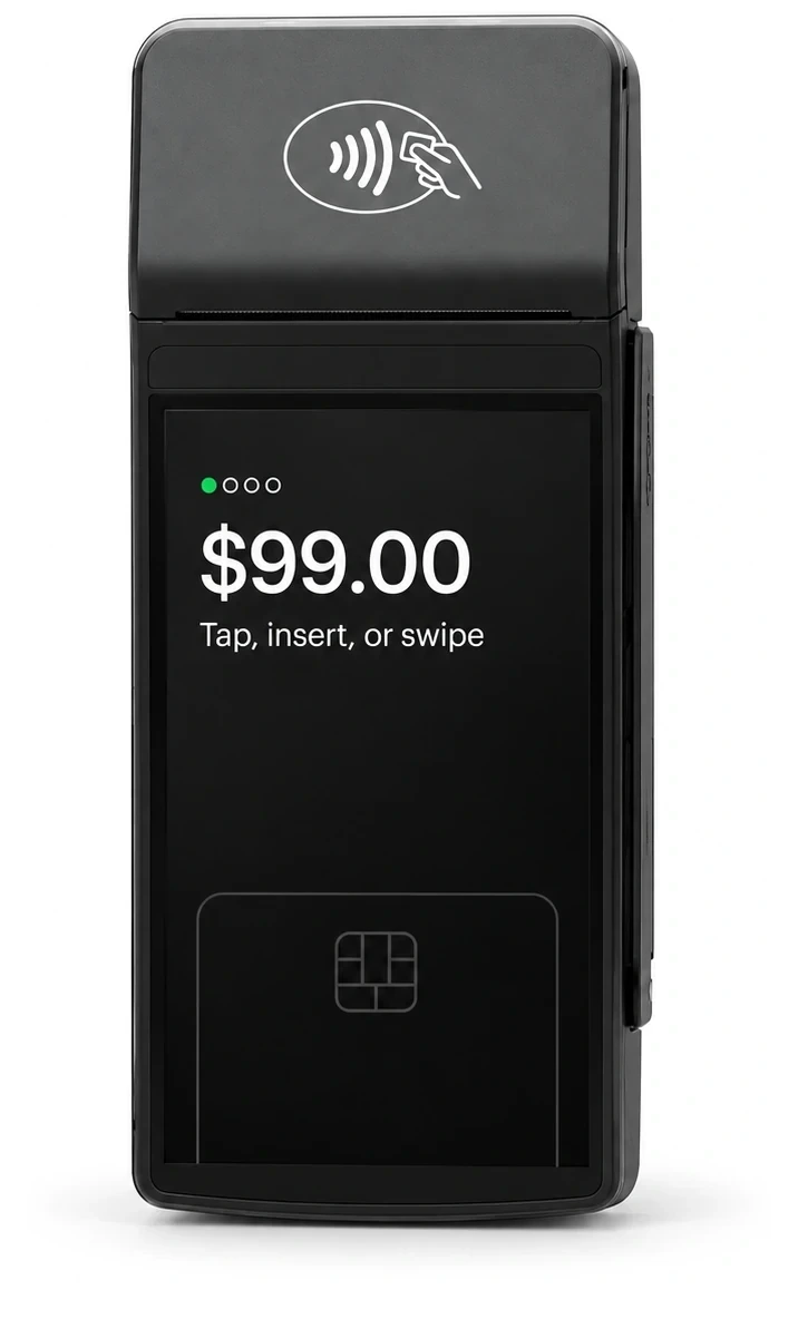 S1F2 EFTPOS handheld payment terminal with its built-in printer and standard payment screen