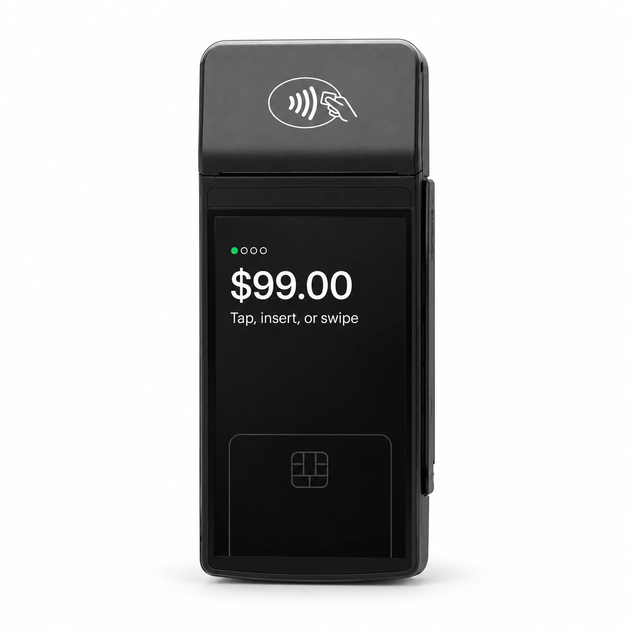 S1F2 payment terminal with integrated printer and example amount of $99.00
